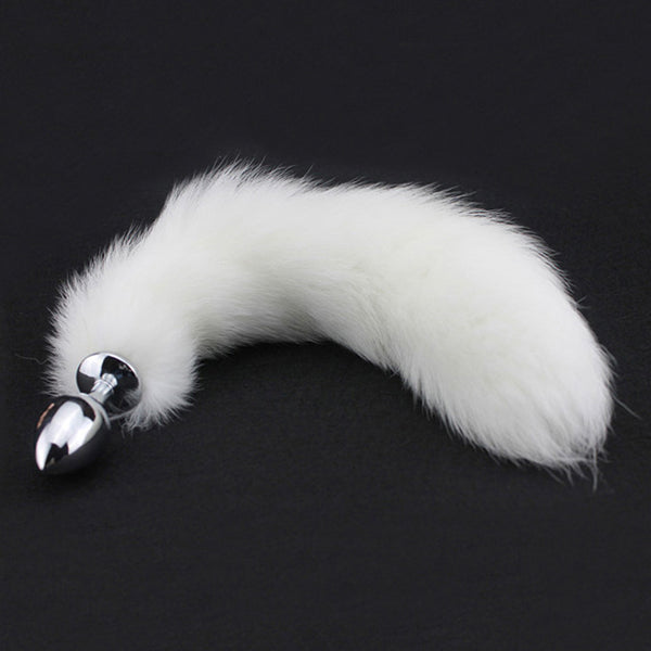 Metal Anal Plug W 15 Inch White Cat Tail Furry Sex Toys Sexyland 5081