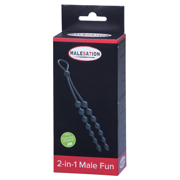 Malesation 2 In 1 Male Fun Cock Ring And Dual Anal Beads Toy Sexyland 7159