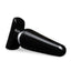 A black waterproof PVC anal plug lays flat and showcases its suction cup base.