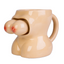 A ceramic mug in the shape of a curvy woman's torso with 3D breasts that pop out. 