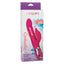 A box by CalExotics stands against a white backdrop with a pink rabbit thrusting vibrator with rolling beads on it. 