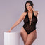 Exposed Glitz & Glam Plunging Low-Back Sequin Mesh Teddy - Curvy