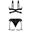 Exposed Liquid Onyx Wet Look Cutout 3-Piece Lingerie Set