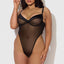 House of Desire Raquel Sheer Mesh & Satin Strappy Back Teddy - Curvy