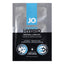 A JO Classic water and silicone based lubricant in a 5ml sachet lays flat against a white backdrop. 