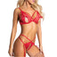 JSY Strappy Peekaboo Lace Bra & Crotchless Gartered Panty Lingerie Set