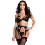 JSY Strappy Lace Heart Cutout Lingerie Set & Stockings