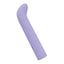 A waterproof mini purple g-spot vibrator in a silicone design lays flat on a white backdrop.