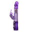 A purple rabbit vibrator with 5 rows of rotating beads stands against a white backdrop.