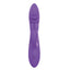 A purple rabbit silicone vibrator stands on a white backdrop with a single power button on the base handle.