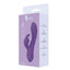 A box by Leto stands on a white backdrop with a ribbed purple silicone rabbit vibrator on it. 