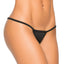 A model wears a simple design g-string in black with low rise straps.