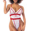 Mapale Sexy Nurse Gartered Stripe Mesh & Lace Teddy Costume