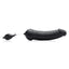 A black inflatable silicone dildo lays on a white backdrop featuring an easy-to-use hand-squeeze bulb. 