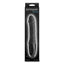 A box by NS Novelties stands on a white backdrop with a black phallic vibrator on it.