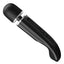 A black cordless ergonomic wand massager with a flexible silicone head by pretty love. 