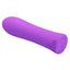 Back view of a mini purple silicone bullet vibrator showcases its charging point at the base. 