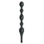 Black vibrating flexible anal beads with 5 bulbous beads in alternating sizes and textures. 