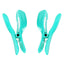 A pair of aqua coloured nipple clamps lay flat against a white backdrop. 