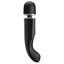 A black ergonomic wand massager with a squishy bulbous head. 