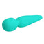 An aqua silicone wand vibrator showcases its charging point and a three button control panel down the middle. 