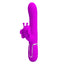 A magenta clitoral suction rabbit vibrator with 4 seperate button controls on the base handle.