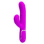 A magenta clitoral suction g-spot thumping rabbit vibrator with two thumping pads on the lightly curved shaft. 