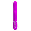 Front view of a clitoral suction g-spot thumping rabbit vibrator with a 4-button control panel down the hand base. 