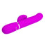 Back view of a magenta clitoral suction g-spot thumping rabbit vibrator showcasing its two magnetic charging points. 