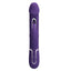 Front view of a dark purple g-spot tapping rabbit vibrator with a tapered clitoral teaser. 