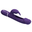 A dark purple tapping rabbit vibrator with a hollowed out chamber and flapping tongue on the shaft. 