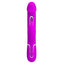 Front view of a magenta g-spot tapping rabbit vibrator with a tapered clitoral teaser.