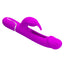 A magenta tapping rabbit vibrator with a hollowed out chamber and flapping tongue on the shaft.