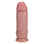 A chubby realistic dildo features a veiny texture all over the thick shaft. 