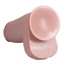 Close up of the suction base cup of a realistic thick chubby 9 inch dildo. 