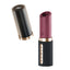 Toy with shiny black cap off shows matte dark red lipstick-look body and hollow clit stim chamber on angled tip.