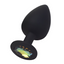 A black Sexyland silicone butt plug with a crystal gem base.