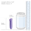 A purple bullet vibrator stands next to a can and ruler for size reference. 