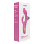 A box stands against a white backdrop with a hot pink rabbit vibrator on it by Sexyland. 