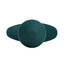 Close up of a medium green weighted silicone butt plug showcases its torpedo shape tip. 