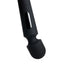 A black wand vibrator showcases its bendy flexible bulbous head. 