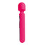 A pink wand vibrator with a bulbous head stands against a white backdrop and features a cordless design.