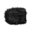 A black sensory mitt lays flat on a white backdrop covered in soft faux fur.