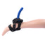 A mannequin foot wears a self-penetration strap-on harness showcasing its neoprene material. 