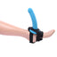 A mannequin foot wears a self-penetration strap-on harness that has 4-way adjustable sliders.