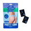 A package by Exposed lays flat on a white backdrop with a pair of crotchless blueberry print thongs on it next to 2 x sachets of blueberry flavoured lube.