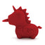 A red devil themed Unicorn shaped clitoral vibrator stands on a white backdrop and showcases it holding a fork.