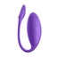 An app compatible wearable egg vibrator in purple with an oval design and tail. 