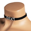 A mannequin wears a black velvet choker with the letters SEXY on it that can slide along the band. 