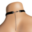 Back view of a mannequin wearing a black velvet choker showcasing its adjustable lobster claw closure.